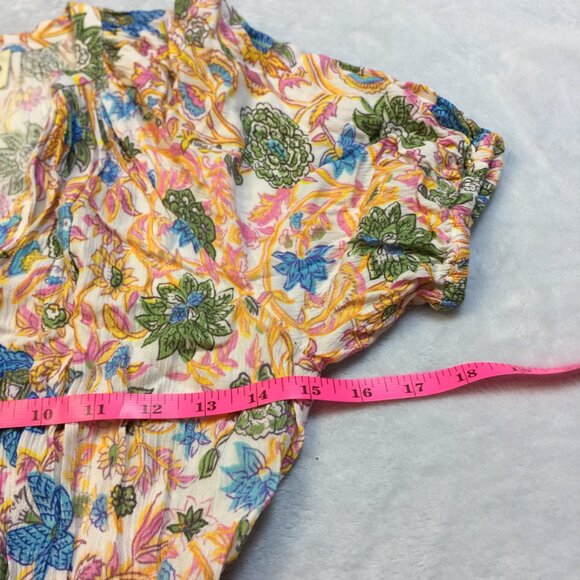 Playa Lucila Midi Fit & Flare Dress XS Womans Pink Blue Floral Short Sleeve Boho - Picture 8 of 14